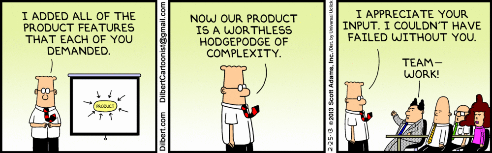 Dilbert Cartoon about bad product strategy
